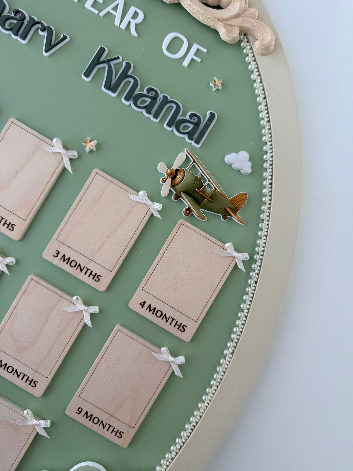 Personalized Baby First Year Milestone Frame, 13 Photo Keepsake, Nursery Decor
