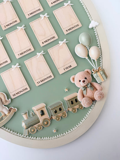 Personalized Baby First Year Milestone Frame, 13 Photo Keepsake, Nursery Decor