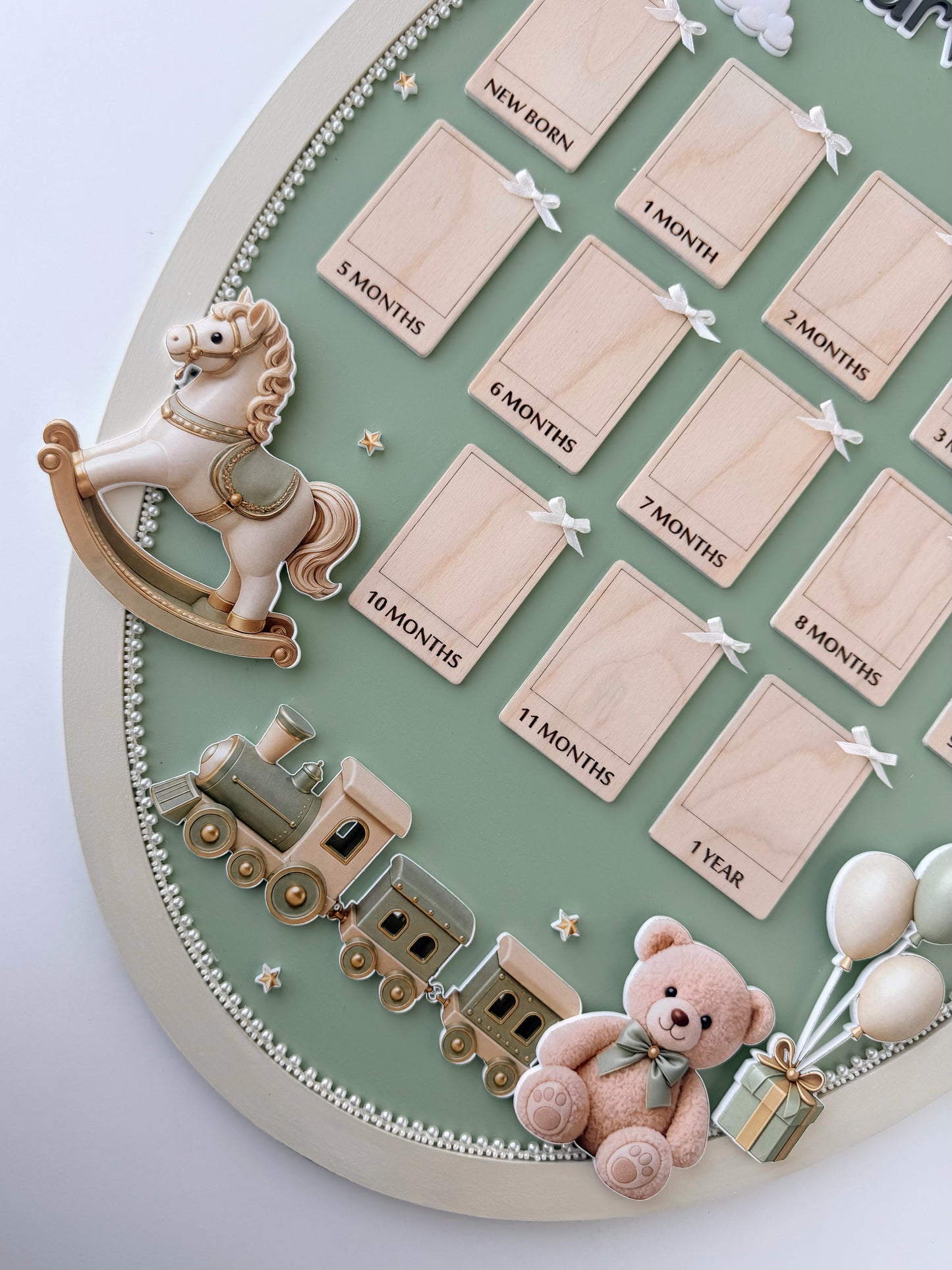 Personalized Baby First Year Milestone Frame, 13 Photo Keepsake, Nursery Decor