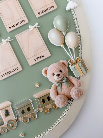 Personalized Baby First Year Milestone Frame, 13 Photo Keepsake, Nursery Decor