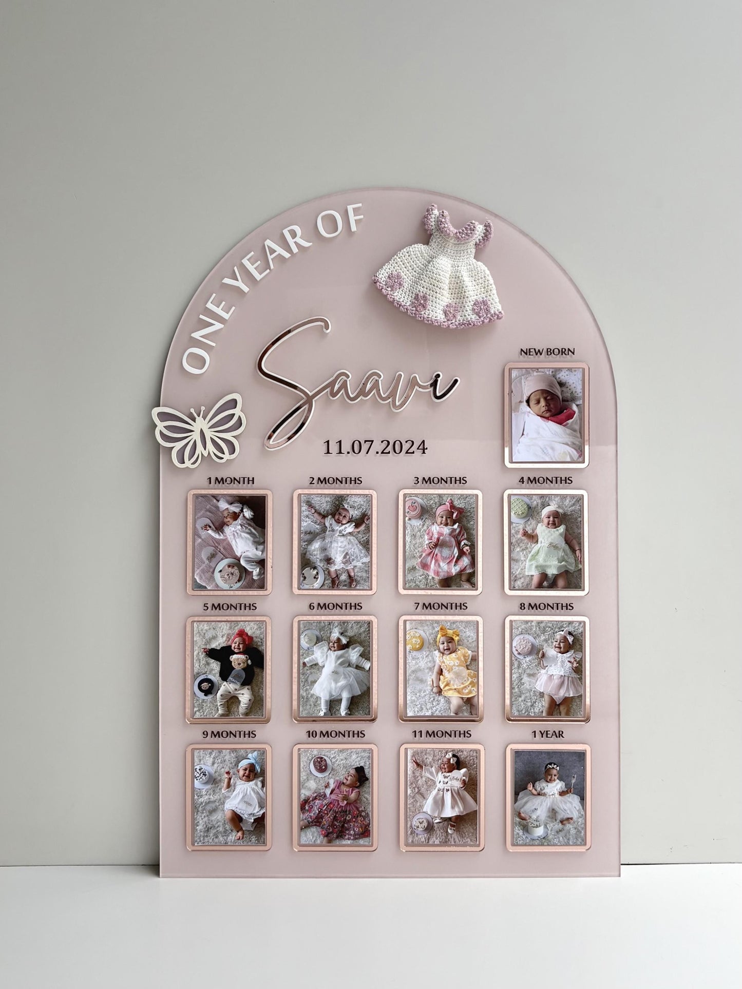Personalized Baby First Year Photo Frame, Milestone Memory Board, Nursery Decor keepsake