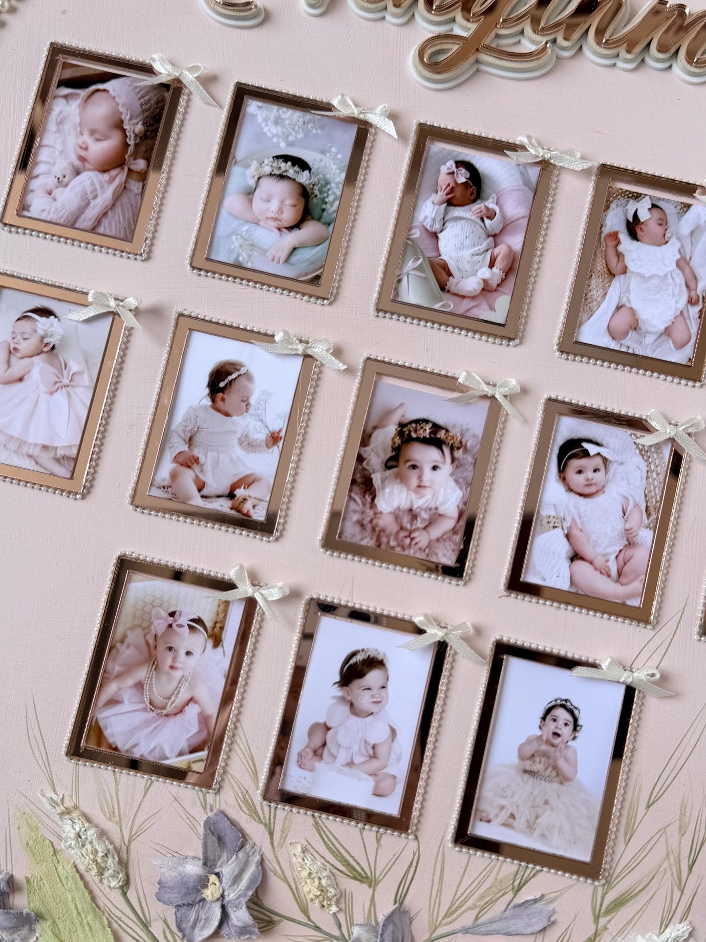 Personalized Baby First Birthday Photo Frame, Custom Name Keepsake, Pastel Floral Nursery Decor