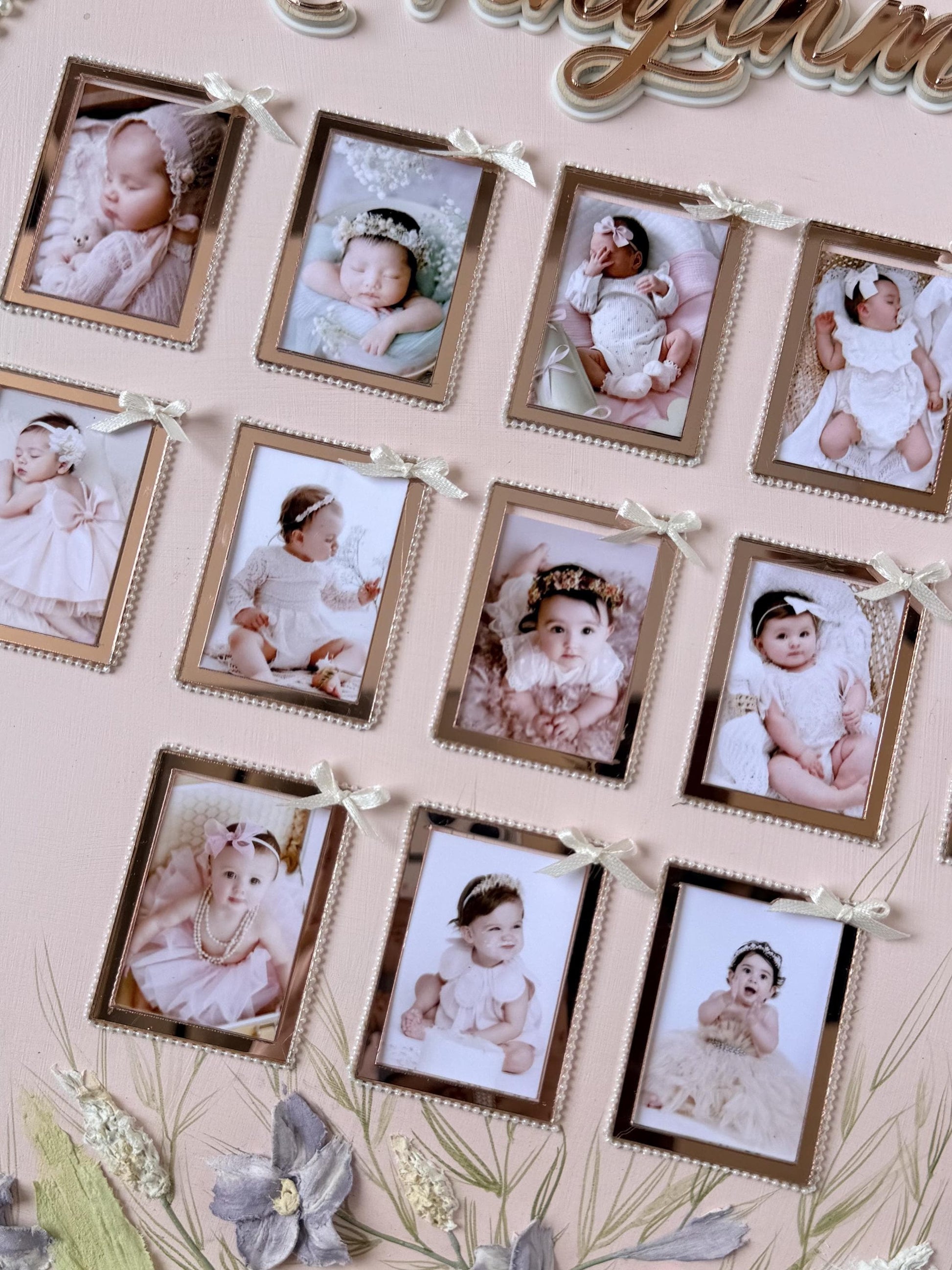 Personalized Baby First Birthday Photo Frame, Custom Name Keepsake, Pastel Floral Nursery Decor