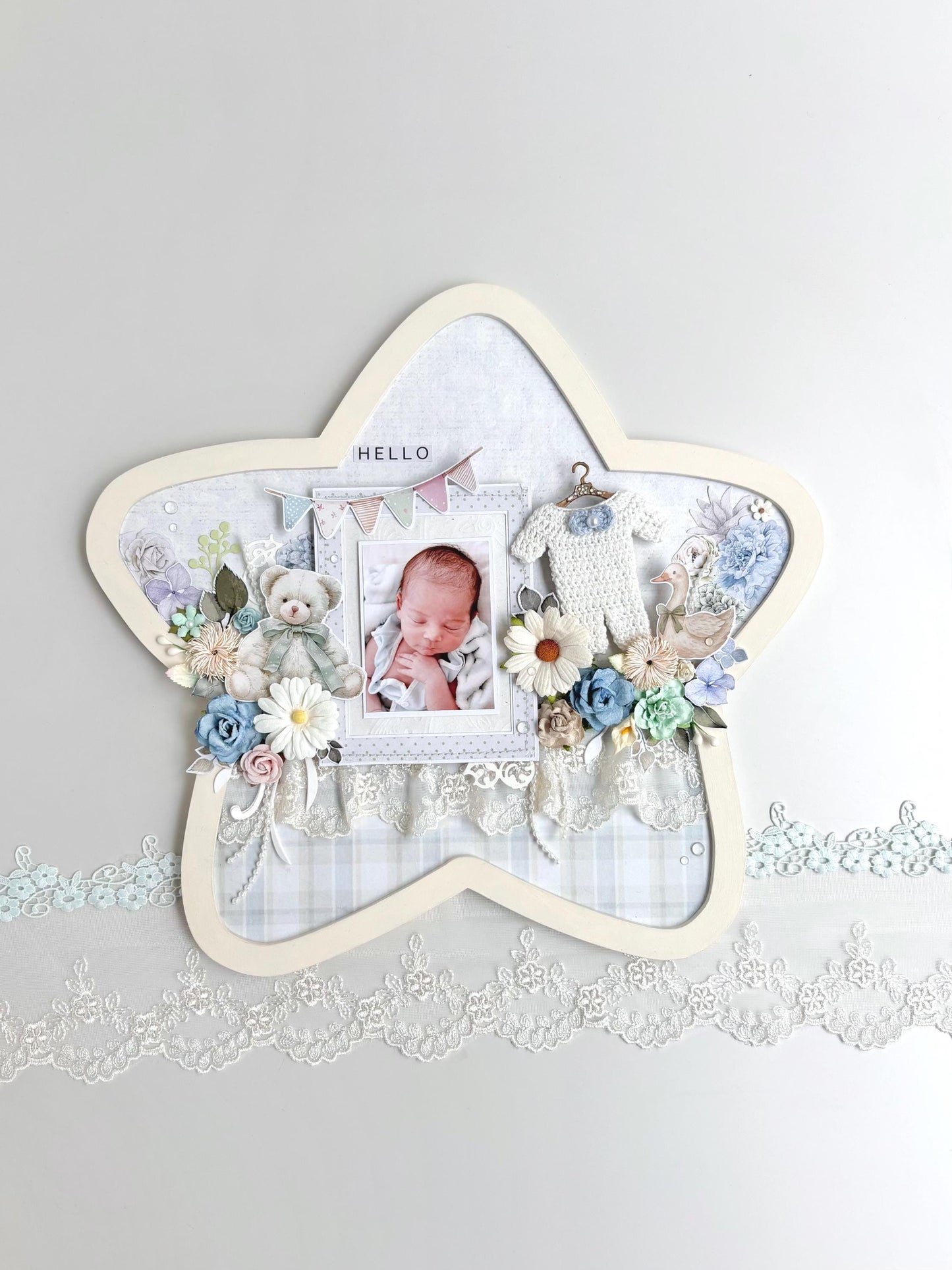 Personalized Star Baby Photo Keepsake Frame, Handmade Nursery Decor