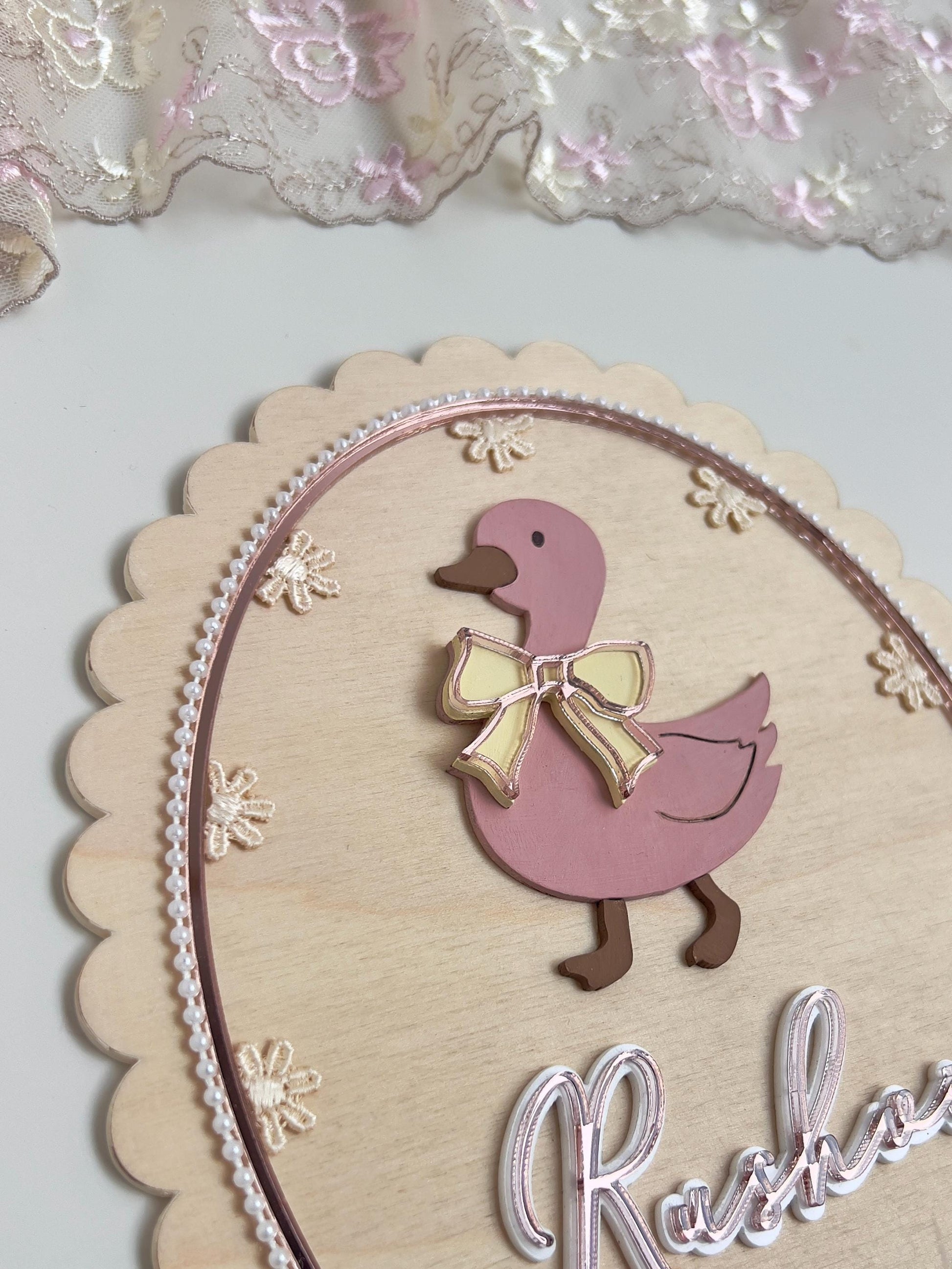 Personalized Baby Name Sign, Duck Nursery Wall Decor, Newborn Plaque, Handmade Baby Shower Gift