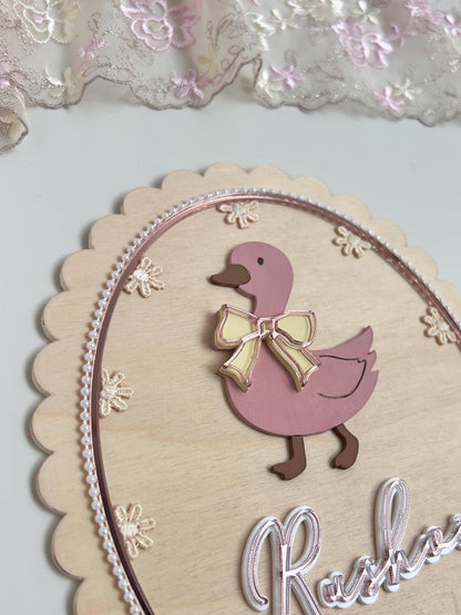 Personalized Baby Name Sign, Duck Nursery Wall Decor, Newborn Plaque, Handmade Baby Shower Gift