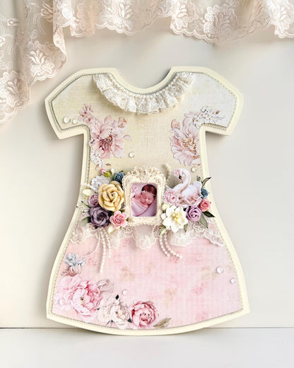 Personalized Baby Girl Keepsake Frame, Handmade Dress Decor, Swan Floral Nursery Gift