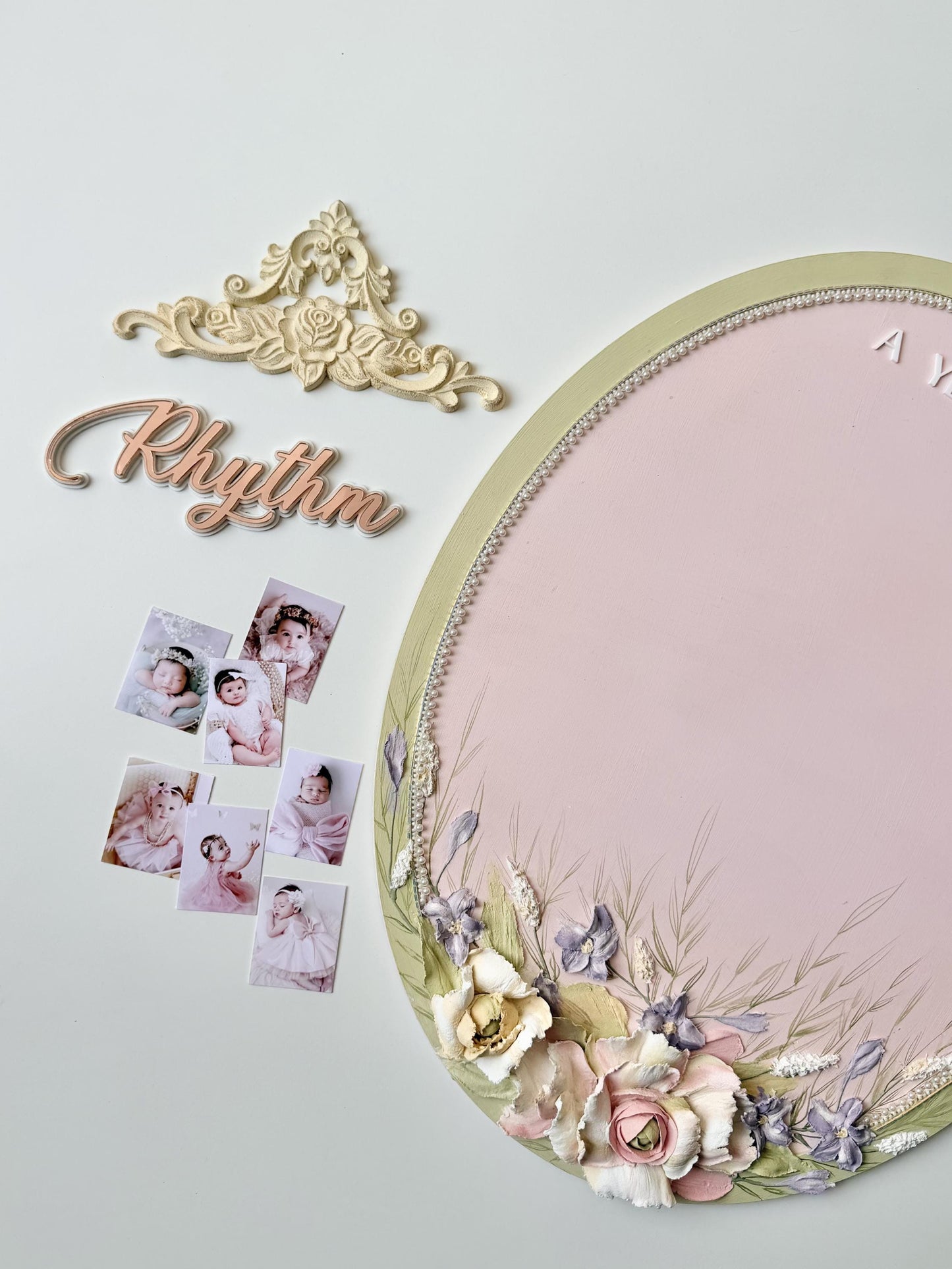 Personalized Baby First Birthday Photo Frame, Custom Name Keepsake, Pastel Floral Nursery Decor