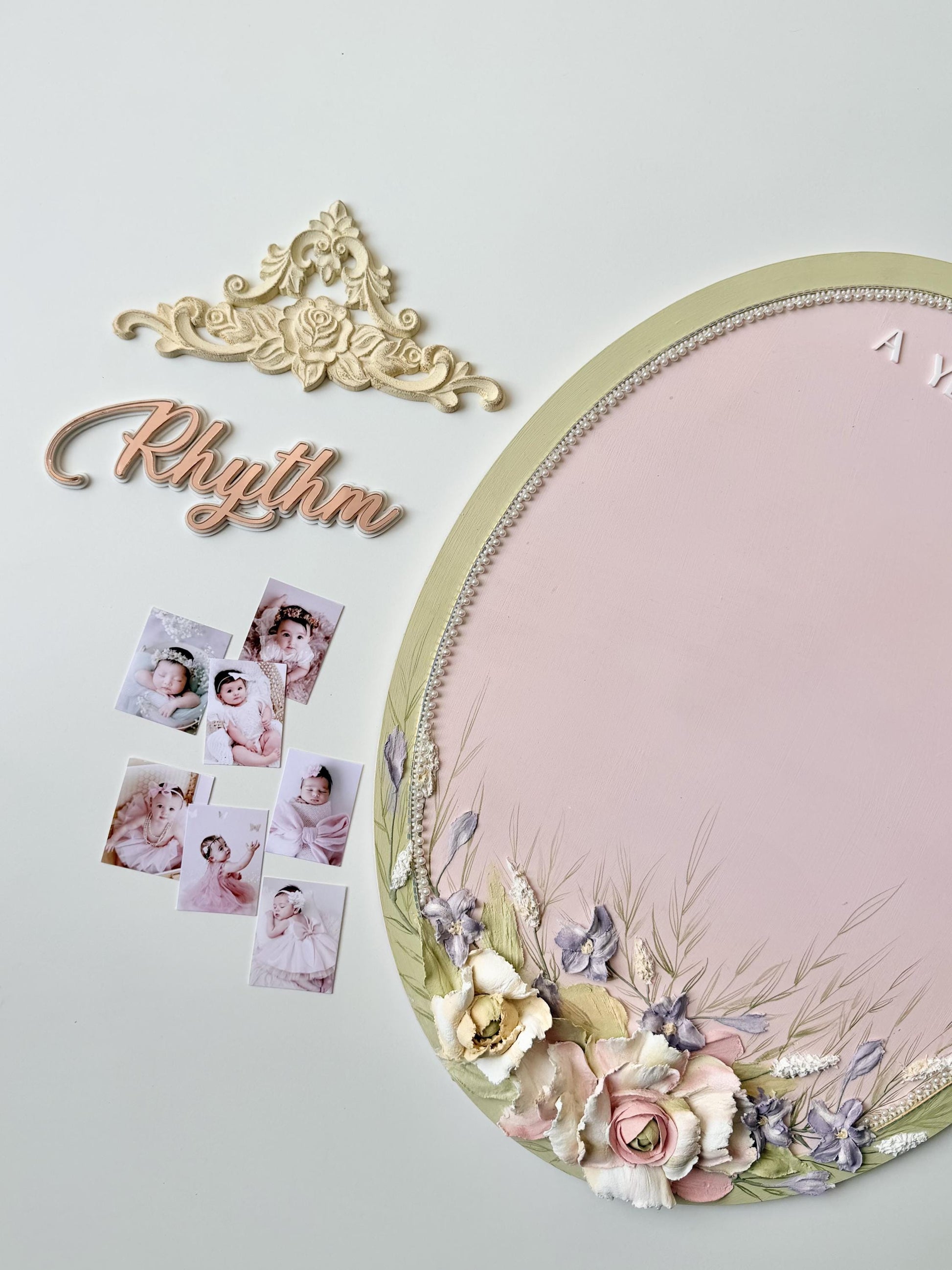 Personalized Baby First Birthday Photo Frame, Custom Name Keepsake, Pastel Floral Nursery Decor