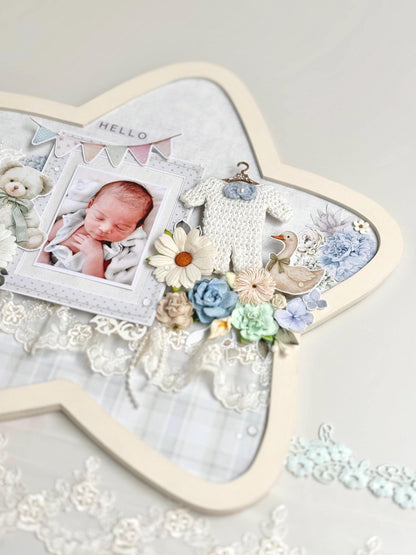 Personalized Star Baby Photo Keepsake Frame, Handmade Nursery Decor